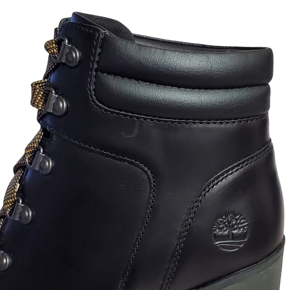 New Timberland allington 5 in leather block heel lace up boots black casual - Picture 14 of 16